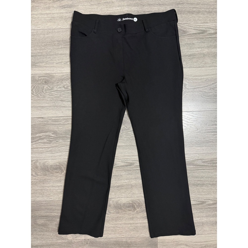 Betabrand Dress Pants Womens XL Black Straight Leg Workleisure Minimalist Office